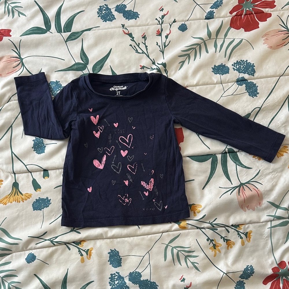 OshKosh B'gosh Navy Long Sleeve with Pink Heart Design
